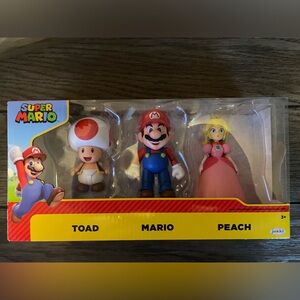 Super Mario Toad, Mario, and Peach Action Figure Set